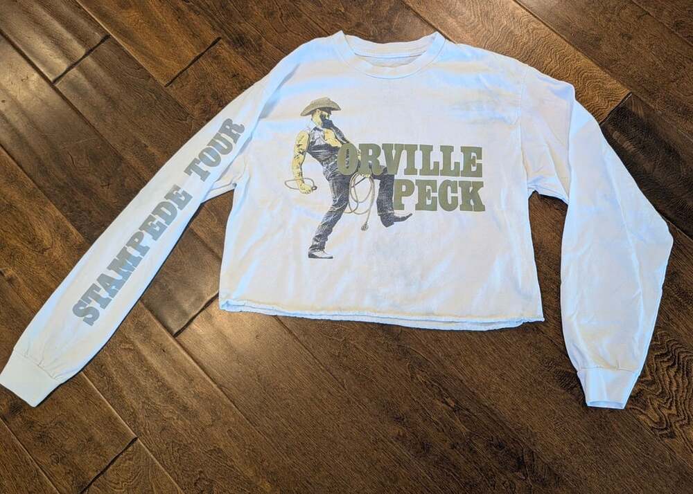 Orville Peck Stampede Tour Stops Relaxed Fit Crop T-Shirt White Medium